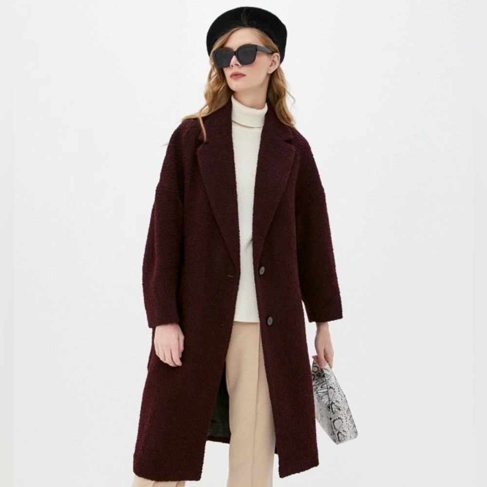 Mango wool burgundy coat NWT